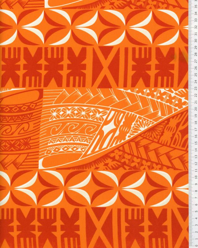 Tissu Polynésien ATUA Orange - Tissushop